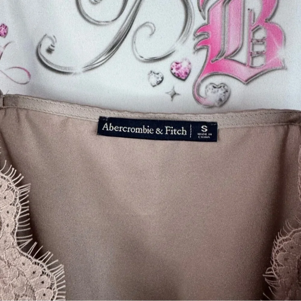 Abercrombie & Fitch bodysuit one piece Lacie Lace Trimmed Slip in Soft Beige